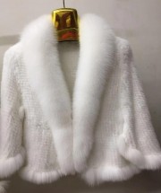 Natural Mink Fur Poncho Fox Fur Trimmed Cloak