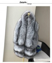 Full Fox Fur Scarf Genuine Fox Fur Shawl with Pocket