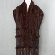 Knitted Mink Fur Shawl with pocket and fringes