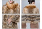 Real Red Fox Golden Overcoat Knitted Striped Style