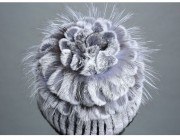 Rex Rabbit Fur Hat Decorated with Silver Fox Fur