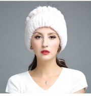 Rex Rabbit Fur Hat Decorated with Silver Fox Fur