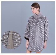 Women Natural Kintted Mink Coats Batwing Blouse