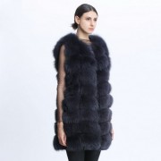 Women Real Long Fox Fur Vest