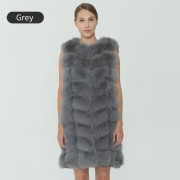 Women Real Long Fox Fur Vest