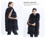 Women Real Long Fox Fur Vest