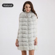 Women Real Long Fox Fur Vest