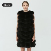 Women Real Long Fox Fur Vest