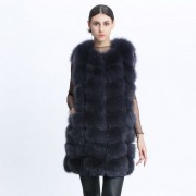 Women Real Long Fox Fur Vest