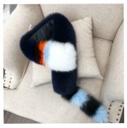 Mix Color Whole Fox Skin Shawl with Tails