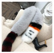 Mix Color Whole Fox Skin Shawl with Tails