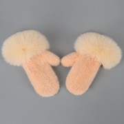 Women Knitted Mink Fur Gloves Decorated with Fox Fur