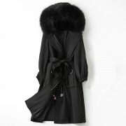 Women Rex Rabbit Liner Long Parka with Fox Fur Collar