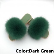 Women Jelly Fox Fur Slides Fluffy Sippers Raccoon Fur Slides