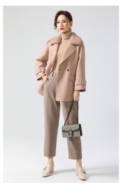 100% Wool Coat Jacket with Real Mink Fur Collar Overcoats Jackets