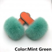 Glitter Real Fur Fox Slides Furry Slippers Multicolor Raccoon Fluffy Slides