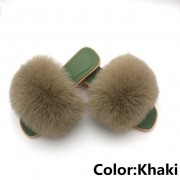 Women Jelly Fox Fur Slides Fluffy Sippers Raccoon Fur Slides