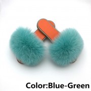 Glitter Real Fur Fox Slides Furry Slippers Multicolor Raccoon Fluffy Slides