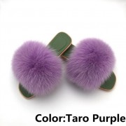 Women Jelly Fox Fur Slides Fluffy Sippers Raccoon Fur Slides