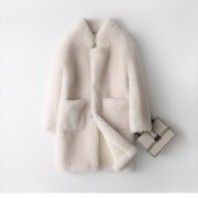 Cream Color Oversize Wool fur coat