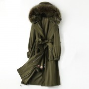 Women Rex Rabbit Liner Long Parka with Fox Fur Collar