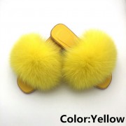 Women Jelly Real Fur Fox Slides Furry Slippers Multicolor Raccoon Fluffy Slides