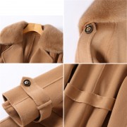 100% Wool Coat Jacket with Real Mink Fur Collar Overcoats Jackets