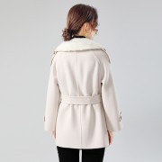 100% Wool Coat Jacket with Real Mink Fur Collar Overcoats Jackets