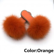 Glitter Real Fur Fox Slides Furry Slippers Multicolor Raccoon Fluffy Slides