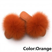 Women Jelly Fox Fur Slides Fluffy Sippers Raccoon Fur Slides