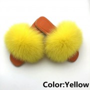 Women Jelly Fox Fur Slides Fluffy Sippers Raccoon Fur Slides