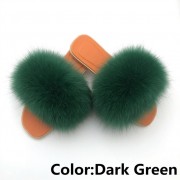 Women Jelly Fox Fur Slides Fluffy Sippers Raccoon Fur Slides