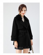 100% Wool Coat Jacket with Real Mink Fur Collar Overcoats Jackets