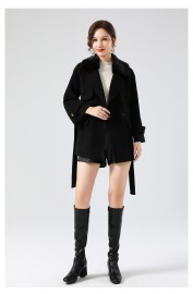 100% Wool Coat Jacket with Real Mink Fur Collar Overcoats Jackets