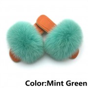 Women Jelly Fox Fur Slides Fluffy Sippers Raccoon Fur Slides