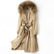 Women Rex Rabbit Liner Long Parka with Fox Fur Collar