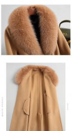 100% Wool Coat Jacket with Real Fox Fur Collar Overcoats Jackets