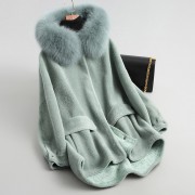 100% Wool with Real Fox Collar Coat Jacket Overcoats Jackets