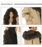 Women Real Fox Fur Parka Anorak Jacket