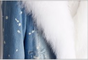 Natural wool lined with Wool Fur Collar Parka