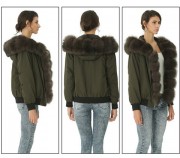 Women Real Fox Fur Parka Anorak Jacket