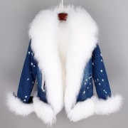 Natural wool lined with Wool Fur Collar Parka