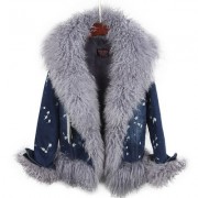 Natural wool lined with Wool Fur Collar Parka