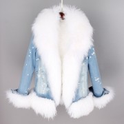 Natural wool lined with Wool Fur Collar Parka