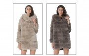 Women Real Rex Rabbit Fur Coat with Hood