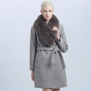 Women New Style Cashmere Wool Winter Coat with Fur Collar