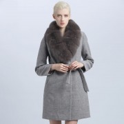 Women New Style Cashmere Wool Winter Coat with Fur Collar