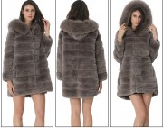 Women Real Rex Rabbit Fur Coat with Hood