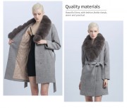 Women New Style Cashmere Wool Winter Coat with Fur Collar