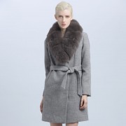 Women New Style Cashmere Wool Winter Coat with Fur Collar